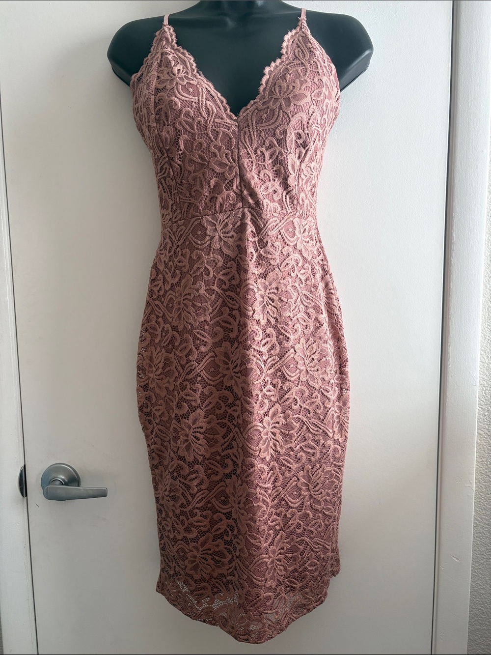 G by Guess Dusty Rose Lace Midi Sexy Romantic Slip Dress SZ M